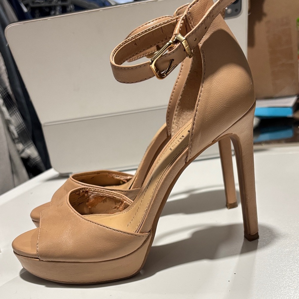 Gianni Bini Nude Peep-Toe Heels